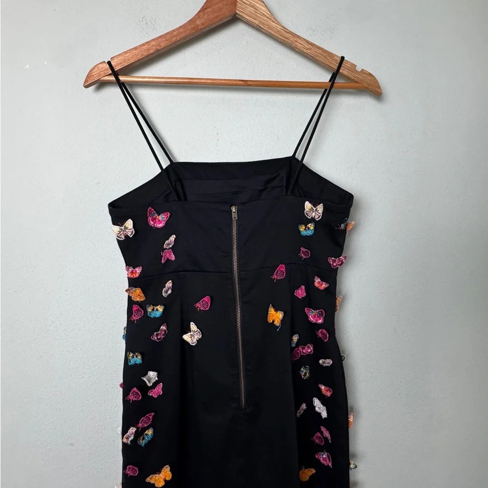 NWT Maeve by Anthropologie The Brynne 3D Spaghetti Strap Dress Black Butterfly 2 - Picture 9 of 15